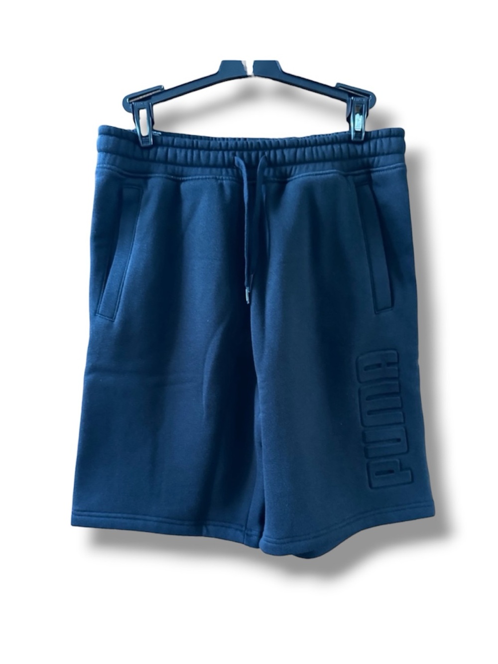 Puma Black Athletic Fleece Shorts with Embossed Logo Inseam 10”